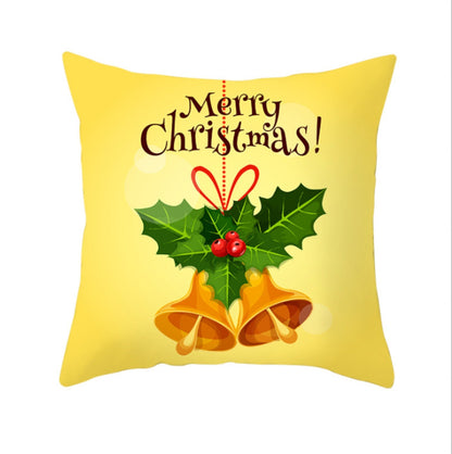 18'' Gold Merry Christmas Cushion Cover Festive Sofa Pillow Case Home Decoration