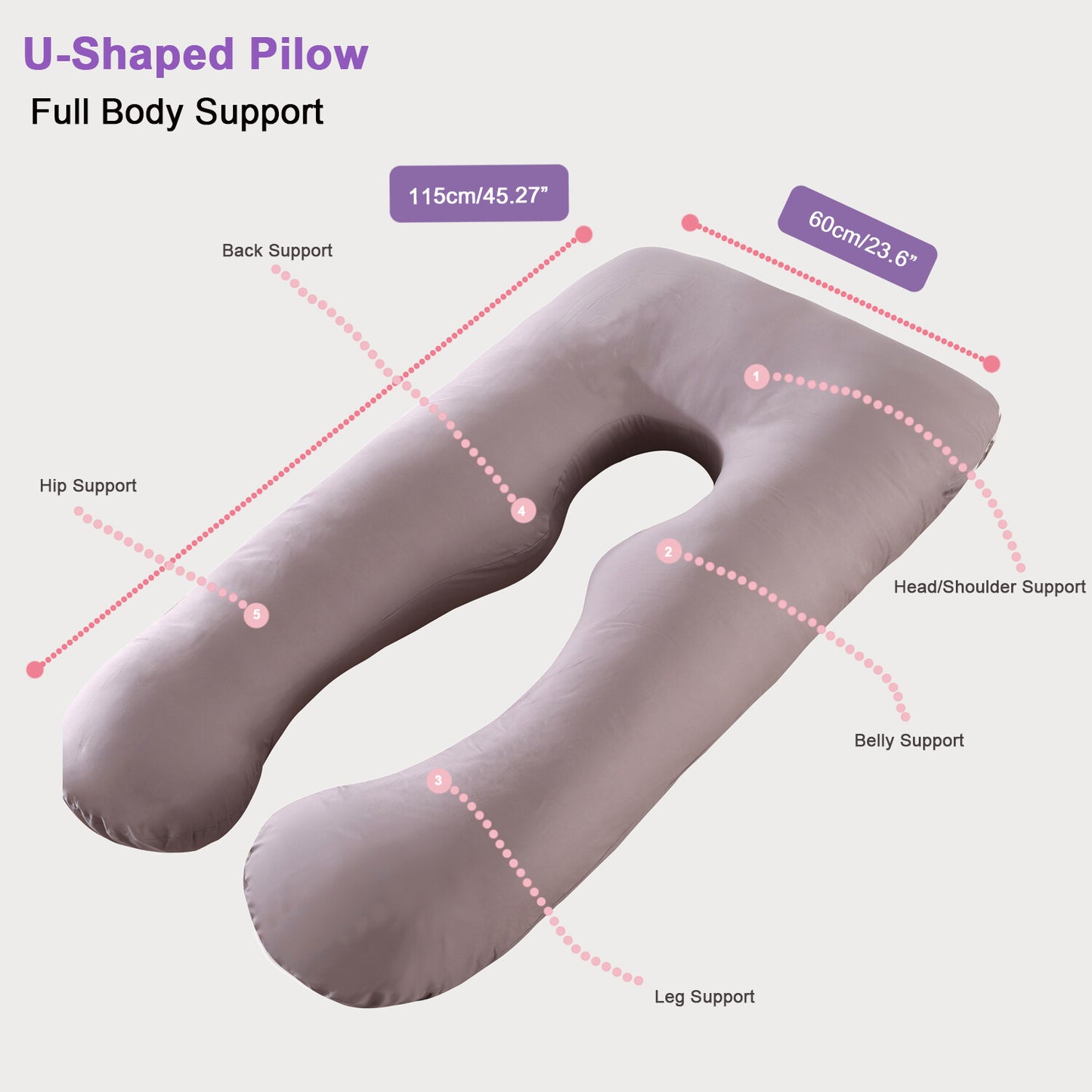 Pregnancy Pillow for Sleeping U Shaped Maternity Pillow Support for Back Hip Leg