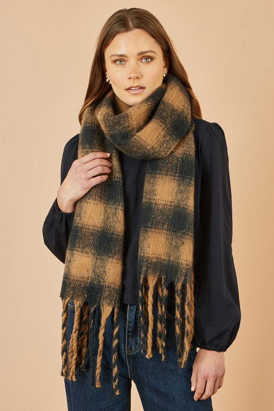Yumi Brown Check Soft Scarf