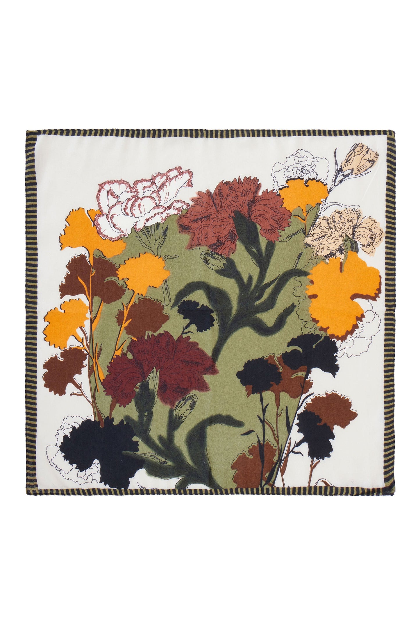 Yumi Green Viscose Placement Floral Scarf