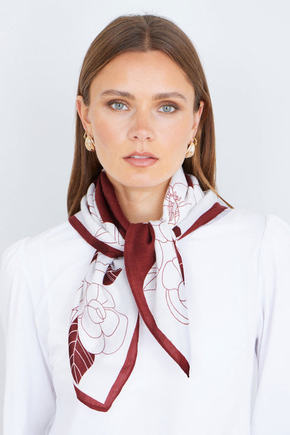 Yumi Brown Viscose Floral Scarf