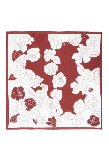 Yumi Brown Viscose Floral Scarf