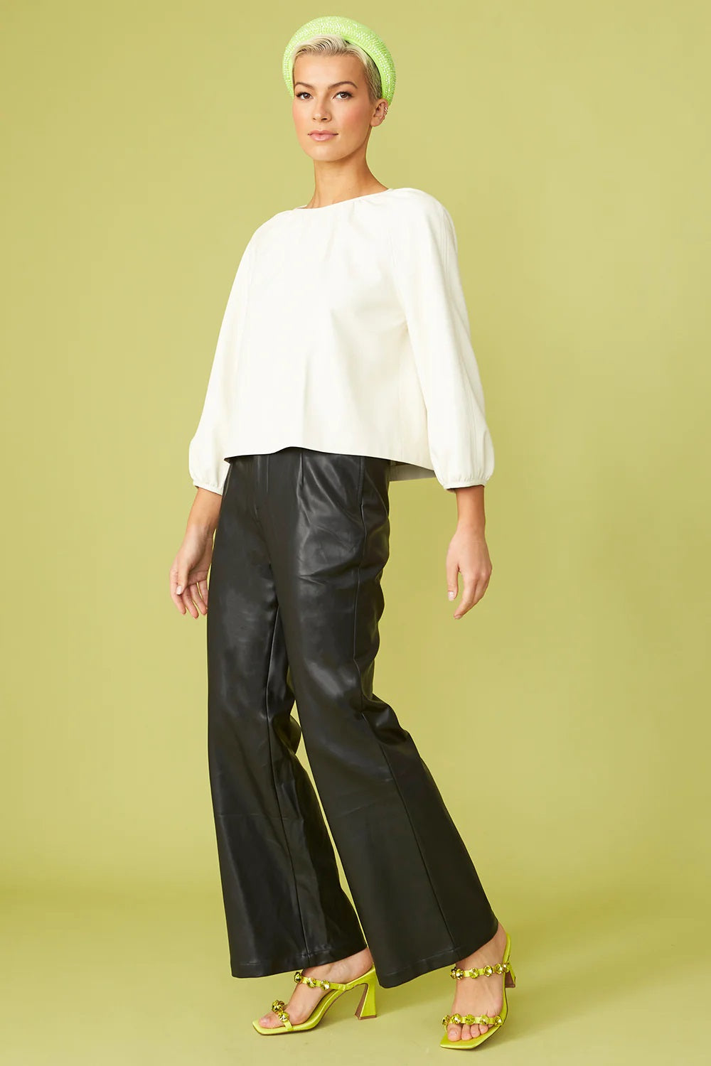 Black Tencel Blend Eco Leather Trousers