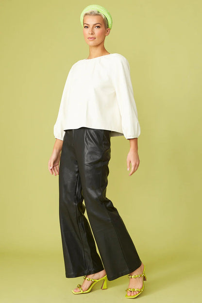 Black Tencel Blend Eco Leather Trousers