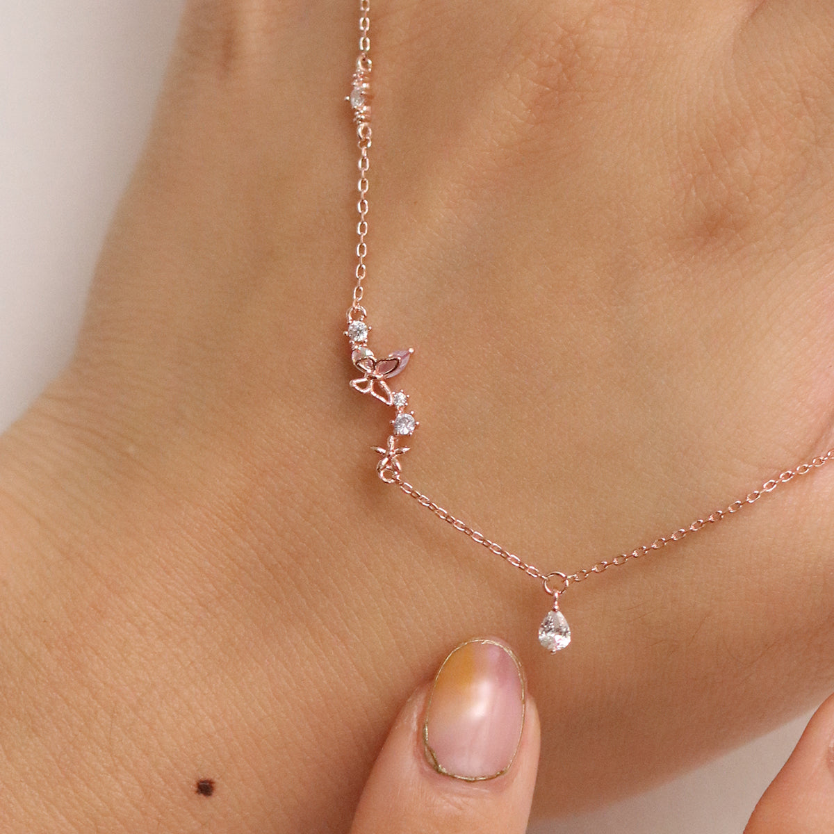 Smoked topaz Cubic Charm butterfly bracelet