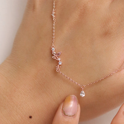 Smoked topaz Cubic Charm butterfly bracelet