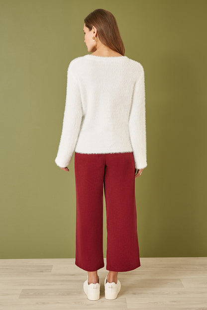 Yumi Ivory Sequin Snowflake Fluffy Jumper