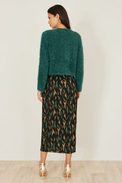 Yumi Green Metallic Fluffy Eyelash Bolero