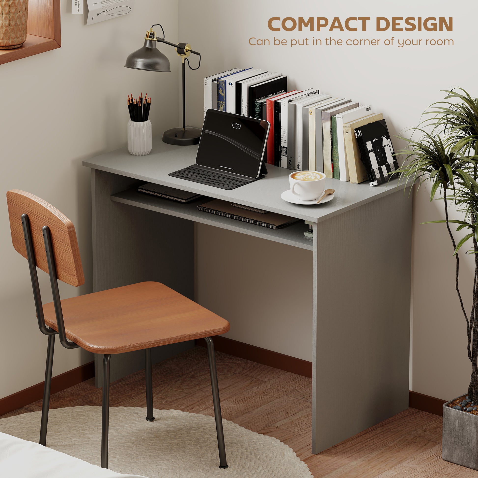 Writing Desk Laptop Table Workstation with Shelf Home Office