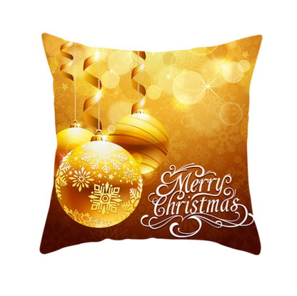 18'' Gold Merry Christmas Cushion Cover Festive Sofa Pillow Case Home Decoration