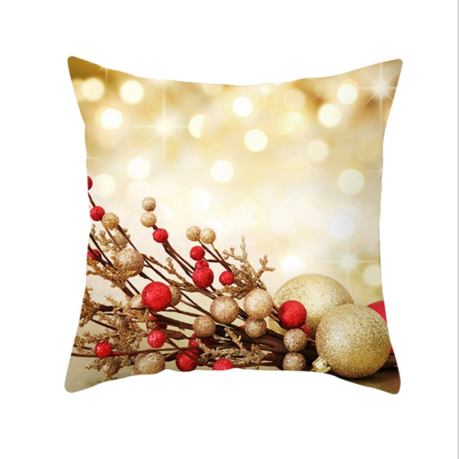 18'' Gold Merry Christmas Cushion Cover Festive Sofa Pillow Case Home Decoration