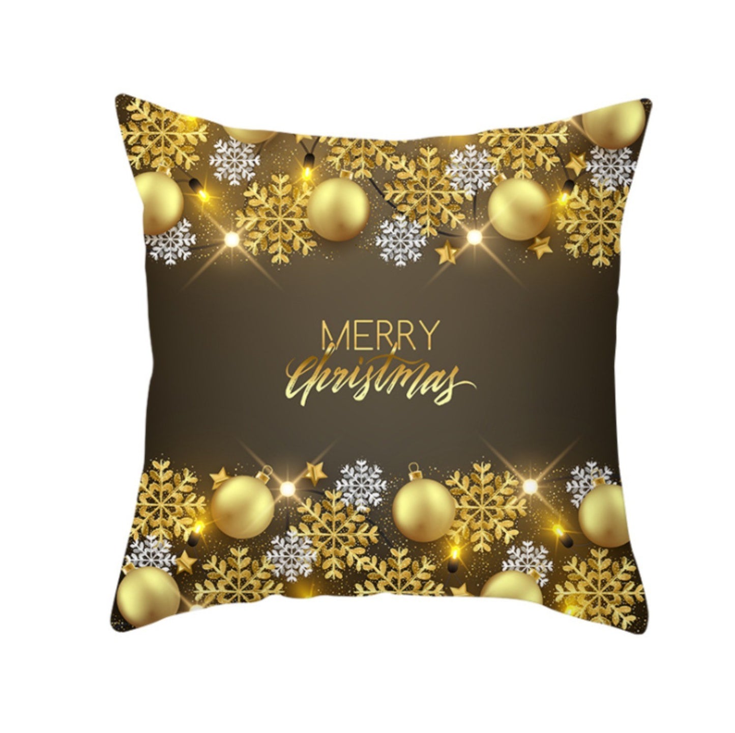 18'' Gold Merry Christmas Cushion Cover Festive Sofa Pillow Case Home Decoration