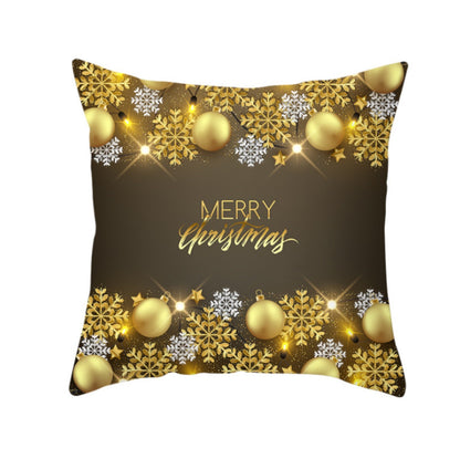 18'' Gold Merry Christmas Cushion Cover Festive Sofa Pillow Case Home Decoration