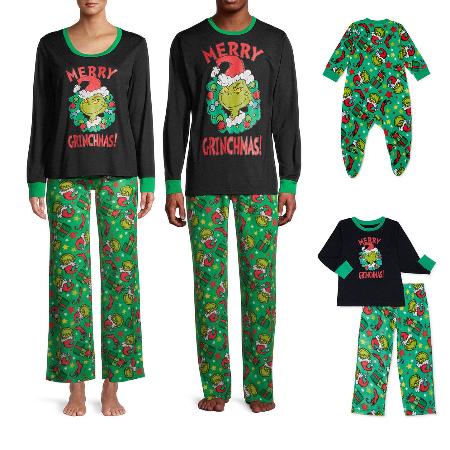 2025 Family Matching Christmas Pyjamas the Grinch Adult Kids Nightwear Pajamas