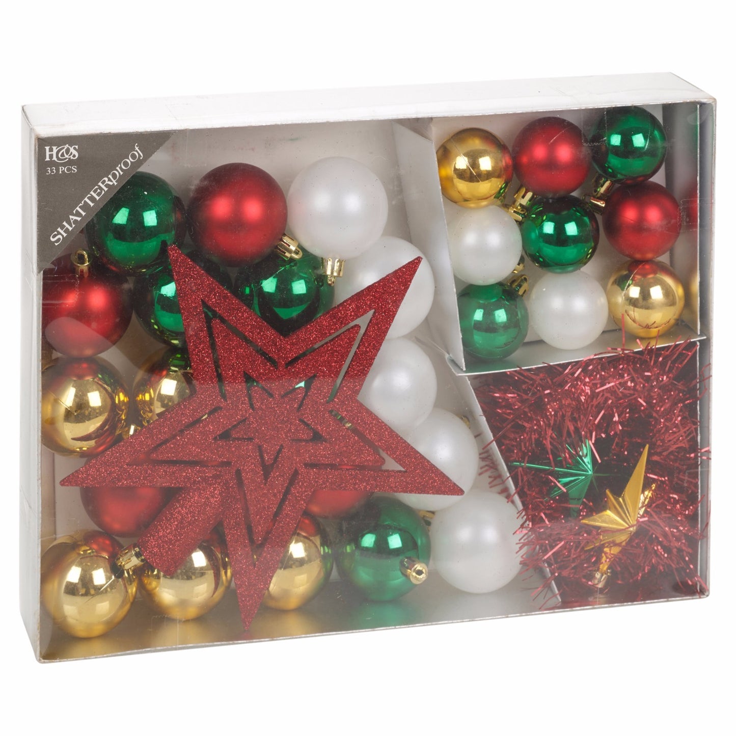 33 Pcs Christmas Tree Decoration Baubles Set Xmas Shatterproof Balls Ornaments