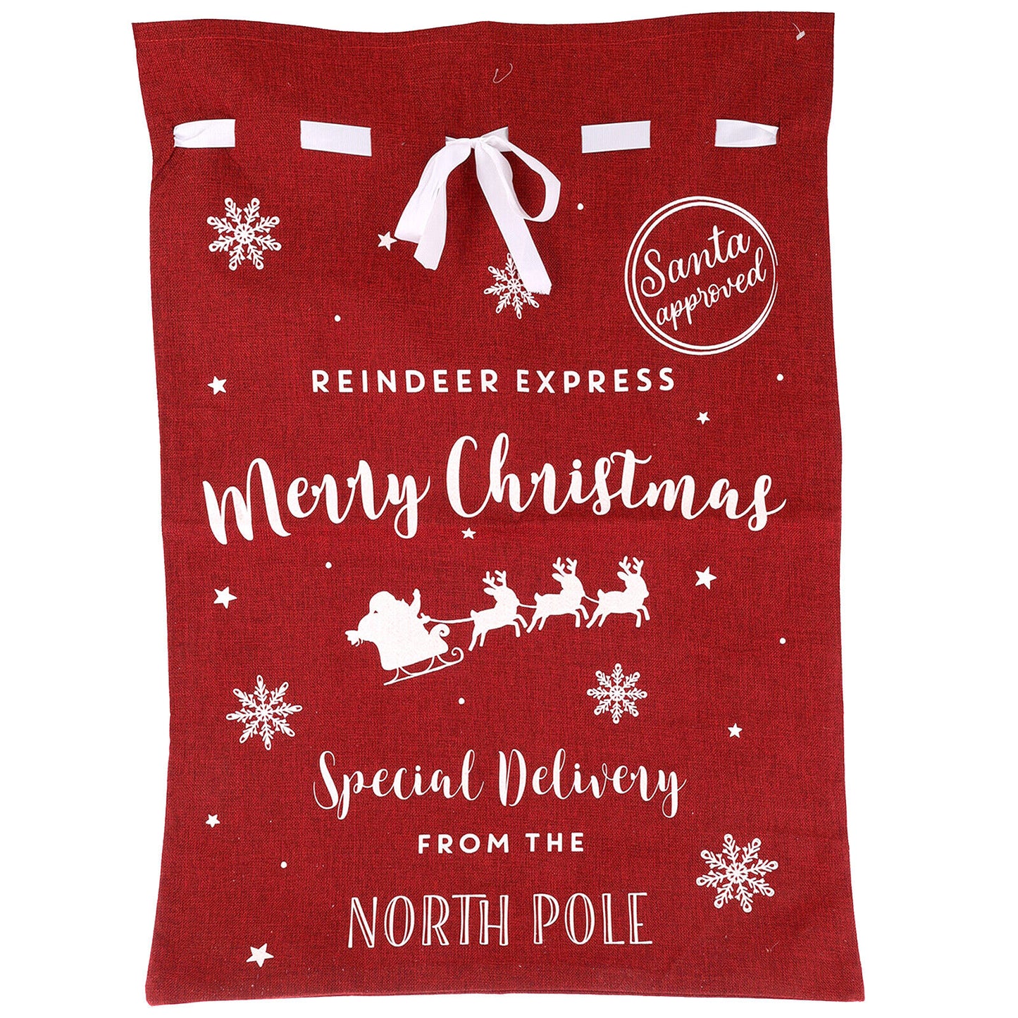 Christmas Sack Jute Bag Drawstring Gift Reusable Present Stocking Storage XL