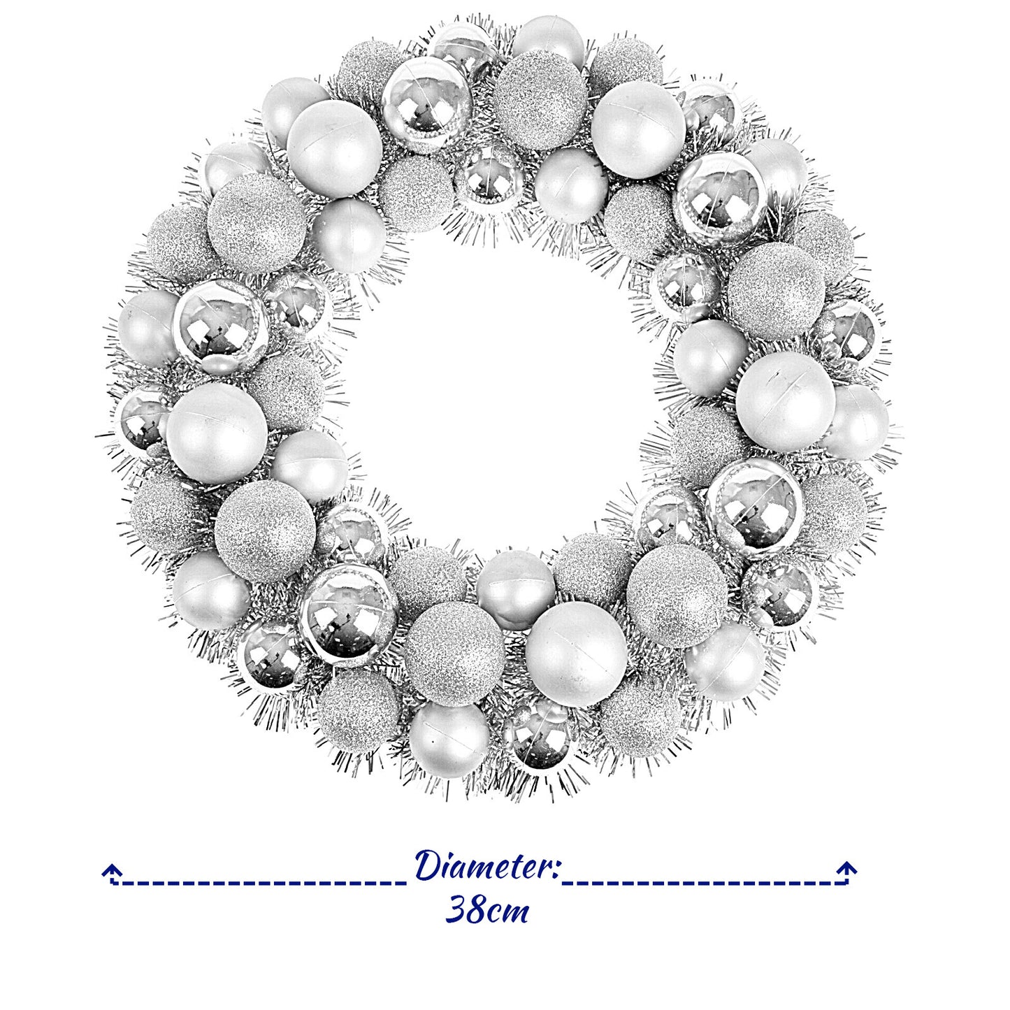 Christmas Wreath Tinsel Bauble Decorative Hanging Door Wall Winter Xmas D�Cor