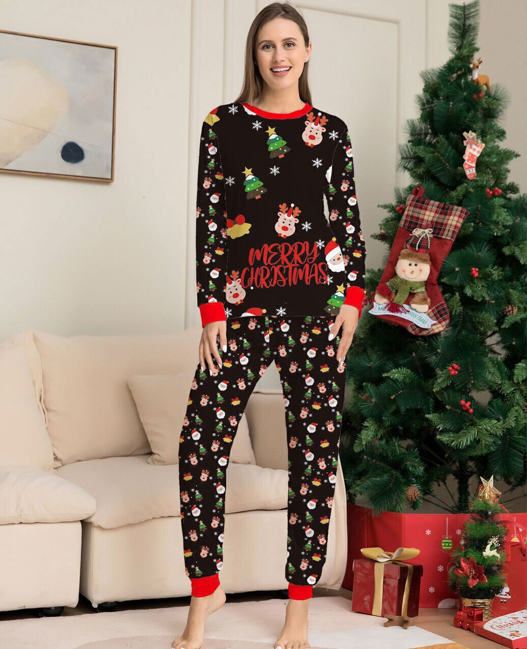 UK Family Matching Christmas Pyjamas Adult Kids Xmas Nightwear Pajamas Pjs Set
