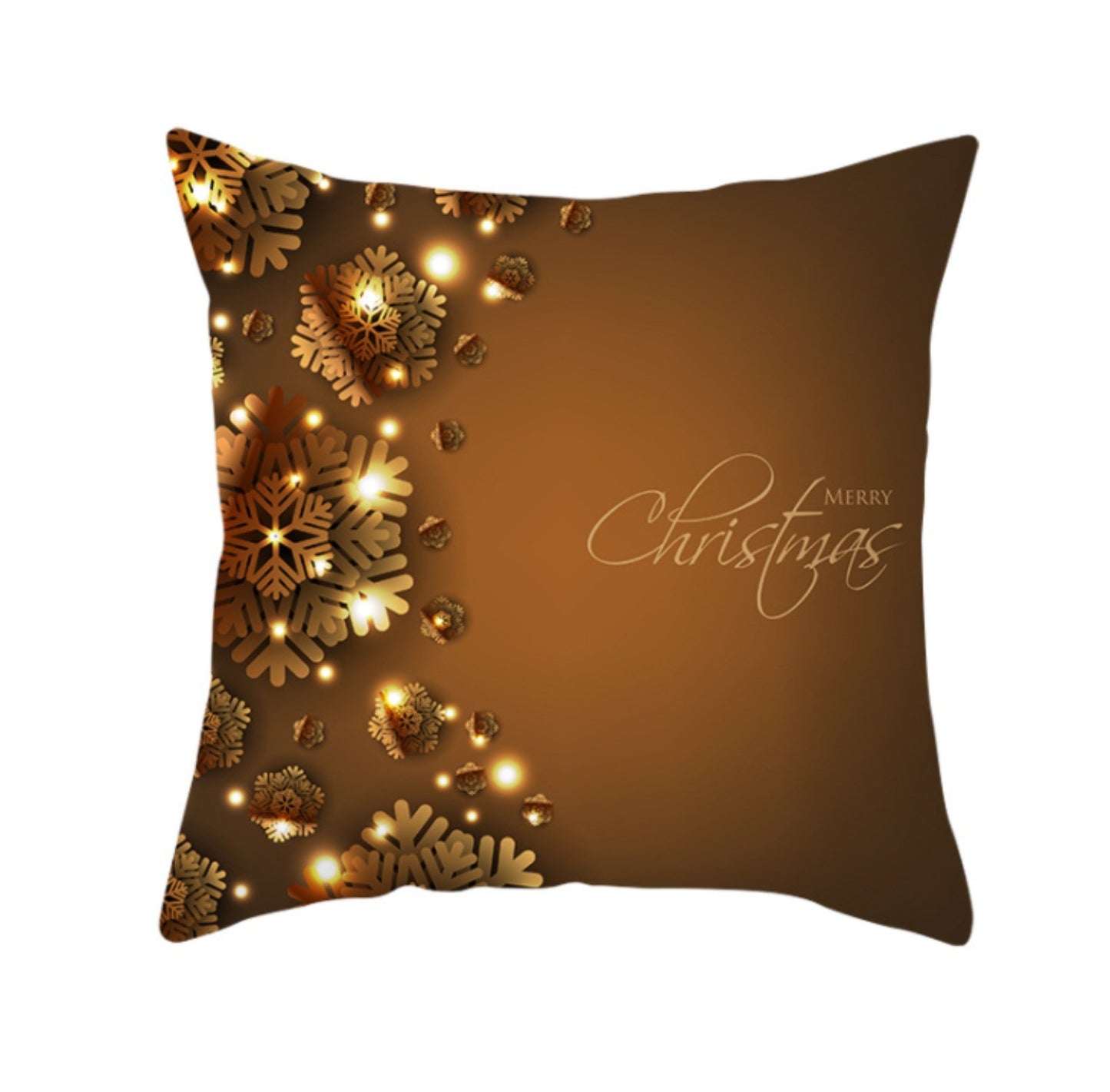 18'' Gold Merry Christmas Cushion Cover Festive Sofa Pillow Case Home Decoration