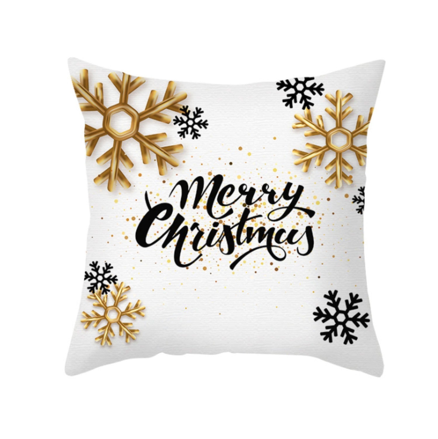 18'' Gold Merry Christmas Cushion Cover Festive Sofa Pillow Case Home Decoration