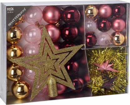 33 Pcs Christmas Tree Decoration Baubles Set Xmas Shatterproof Balls Ornaments