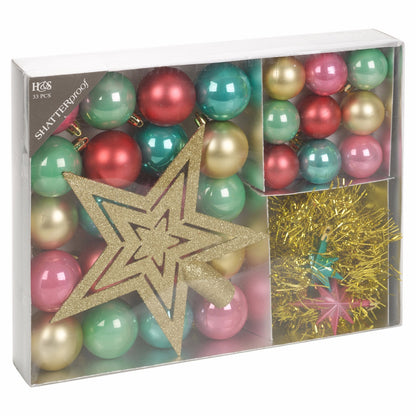 33 Pcs Christmas Tree Decoration Baubles Set Xmas Shatterproof Balls Ornaments