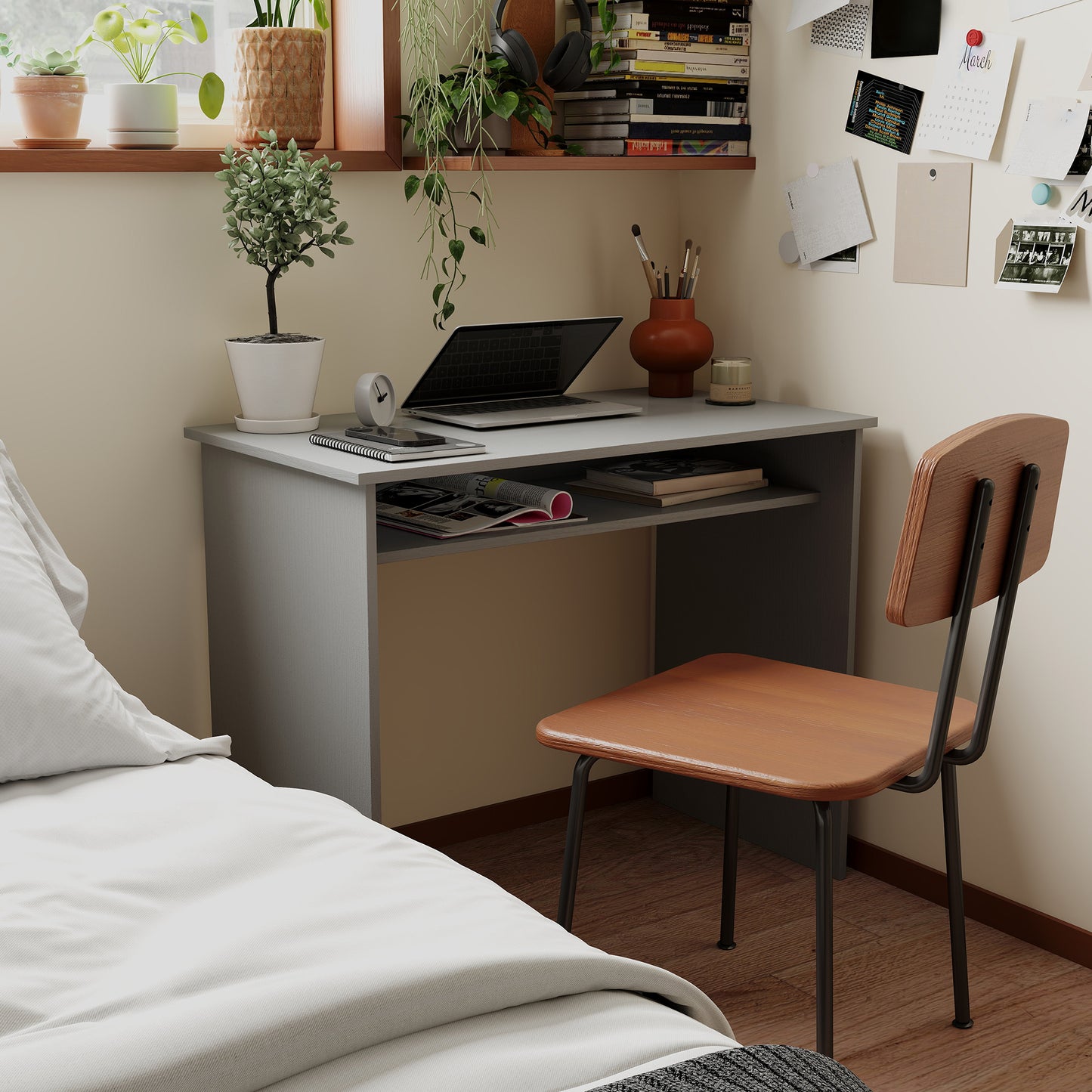 Writing Desk Laptop Table Workstation with Shelf Home Office