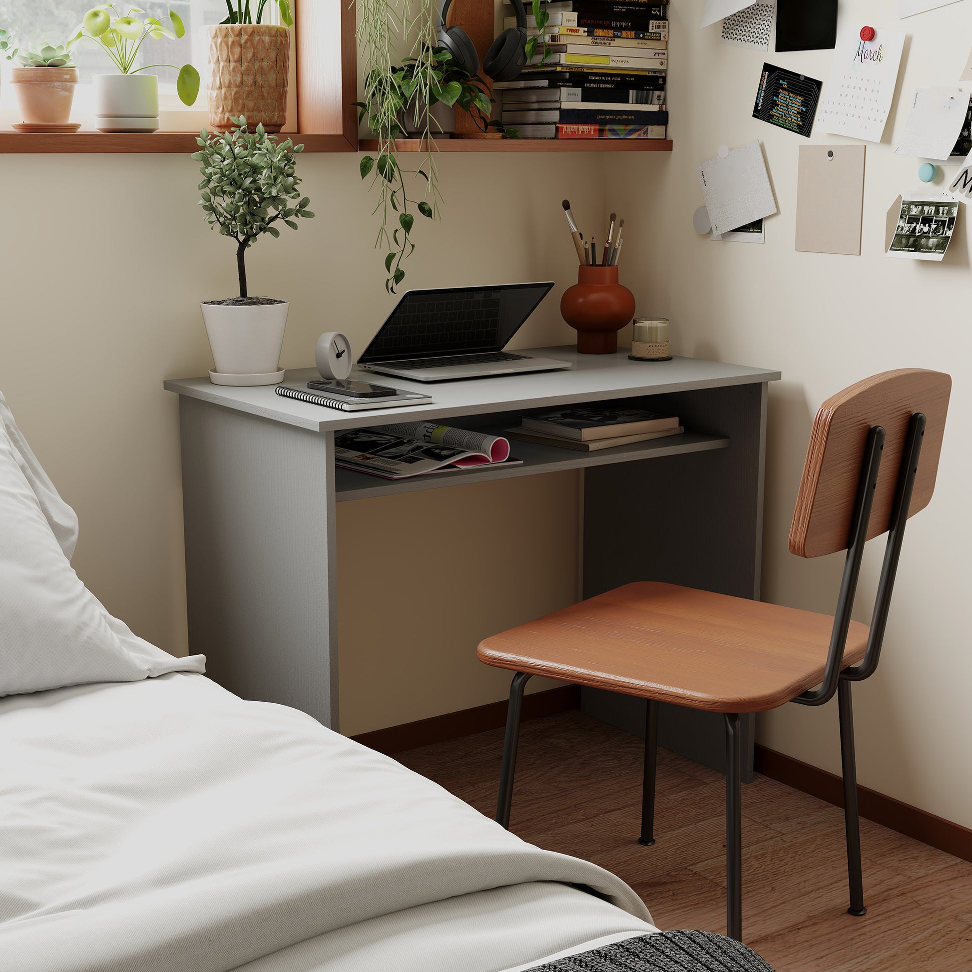 Writing Desk Laptop Table Workstation with Shelf Home Office