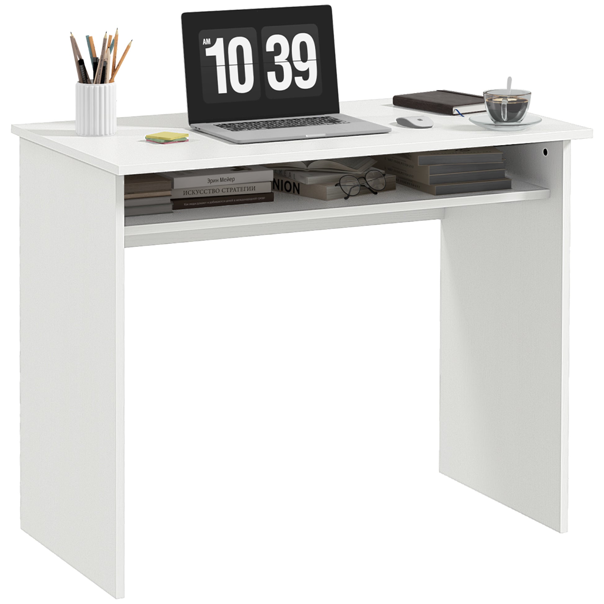 Writing Desk Laptop Table Workstation with Shelf Home Office
