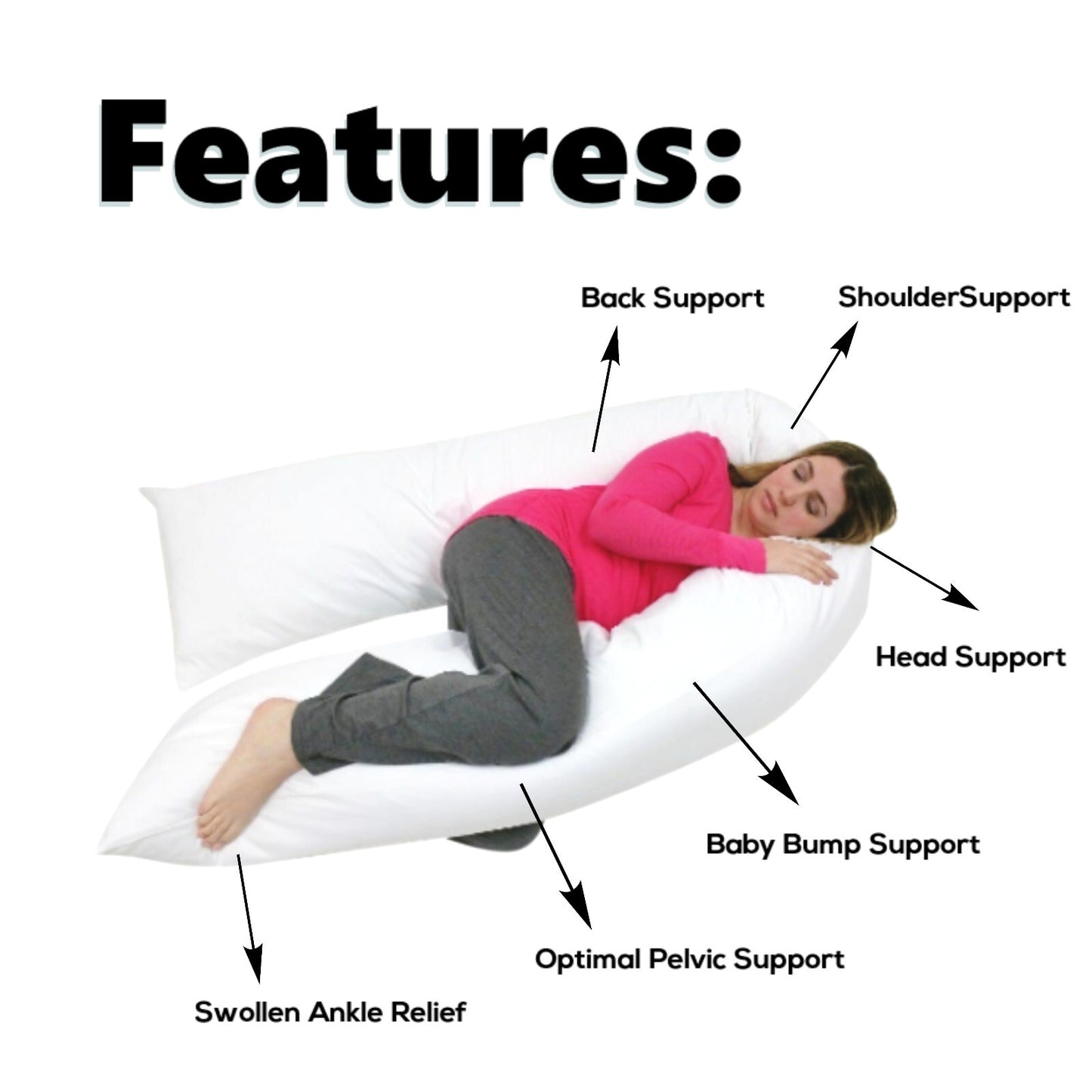 9 FT/12 FT U Pillow Full Body/Bolster Maternity Pregnancy Support Pillow or Case