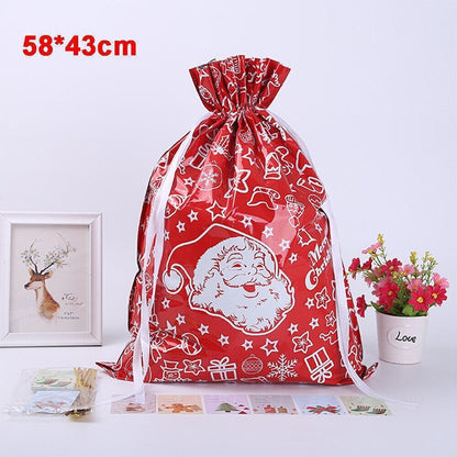 5PCS Merry Christmas Gift Bags Drawstring Wrap Present Party Treat Bags Storage