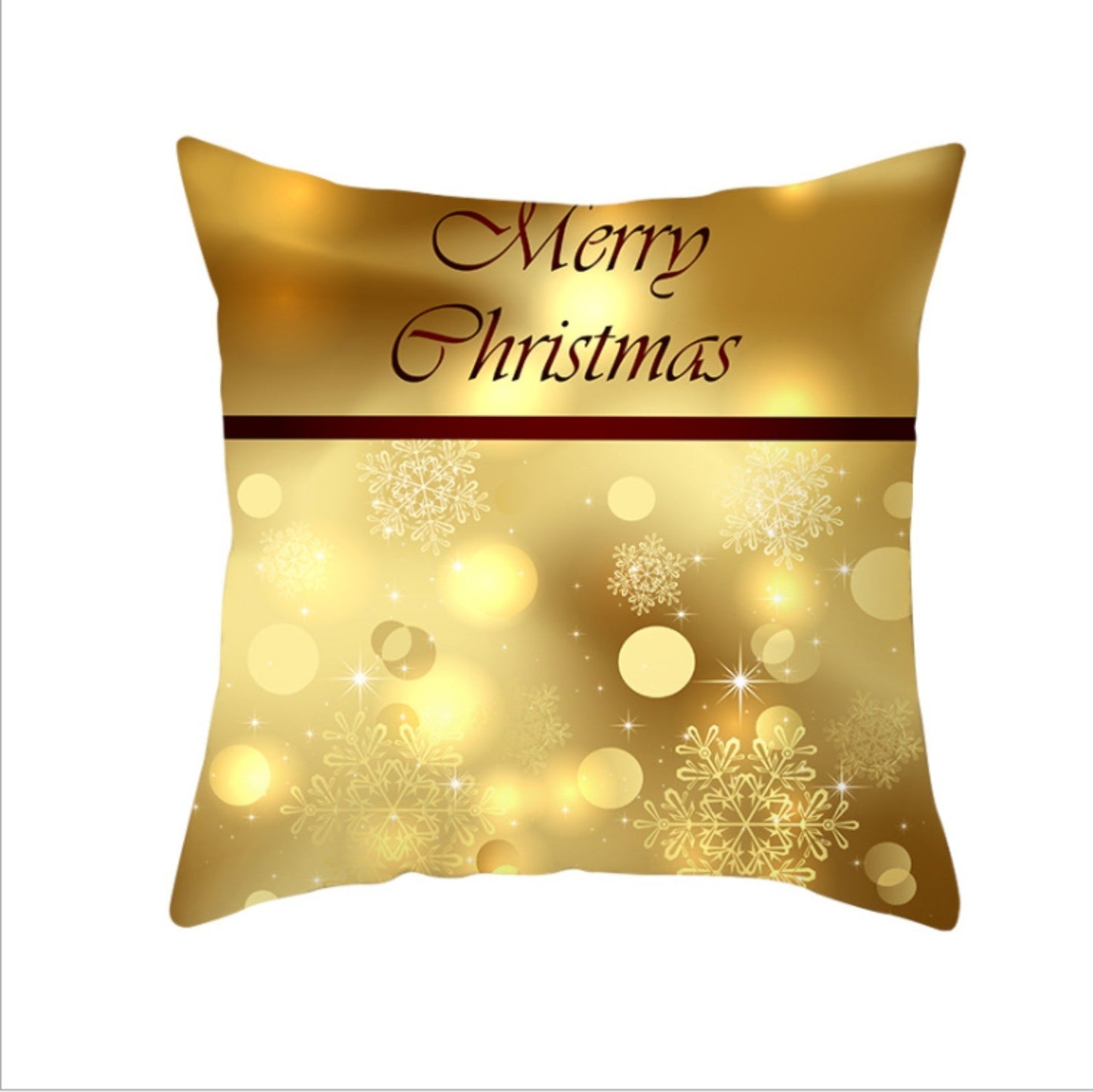 18'' Gold Merry Christmas Cushion Cover Festive Sofa Pillow Case Home Decoration