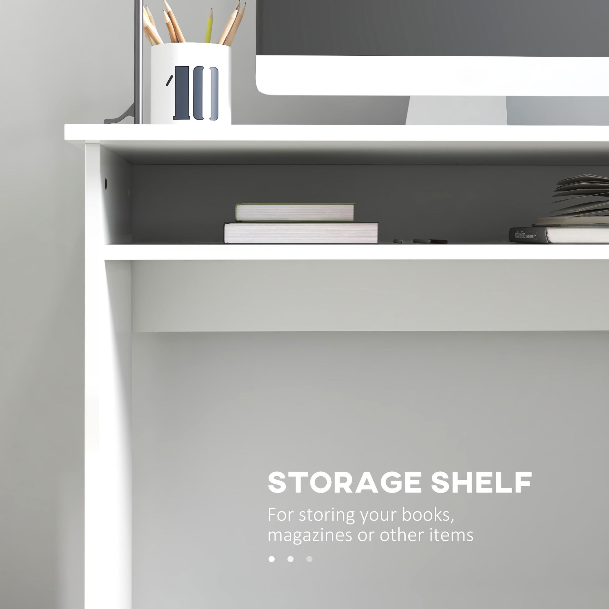 Writing Desk Laptop Table Workstation with Shelf Home Office