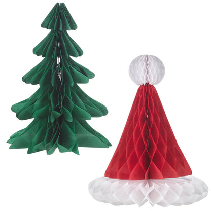 2 Decorative Christmas Honeycomb Christmas Tree Tissue Hanging Santa Party D?Cor
