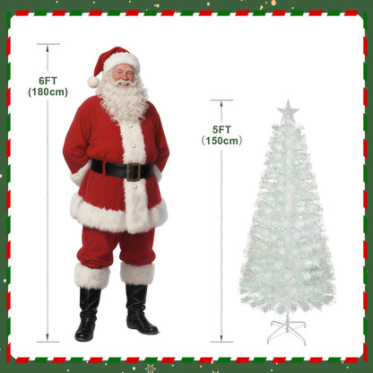 4/5/6Ft White Christmas Trees Fibre Optic Pre Lit Star Xmas Tree with LED Lights