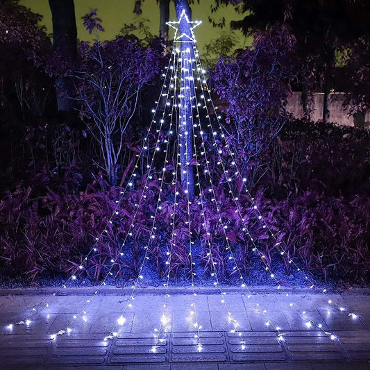 Christmas Decoration Lights 320 LED Waterfall Christmas Tree Lights 10" Star