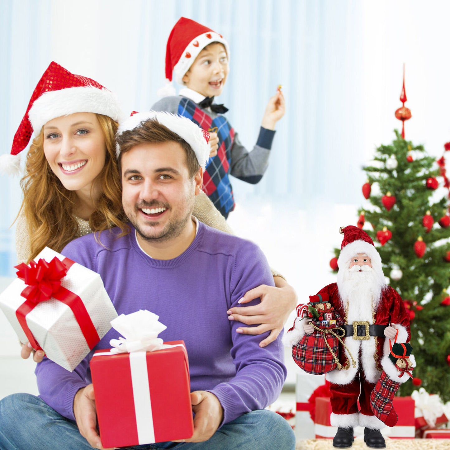 18" Christmas Santa Claus Figure Traditional Standing Xmas Father Home Decors