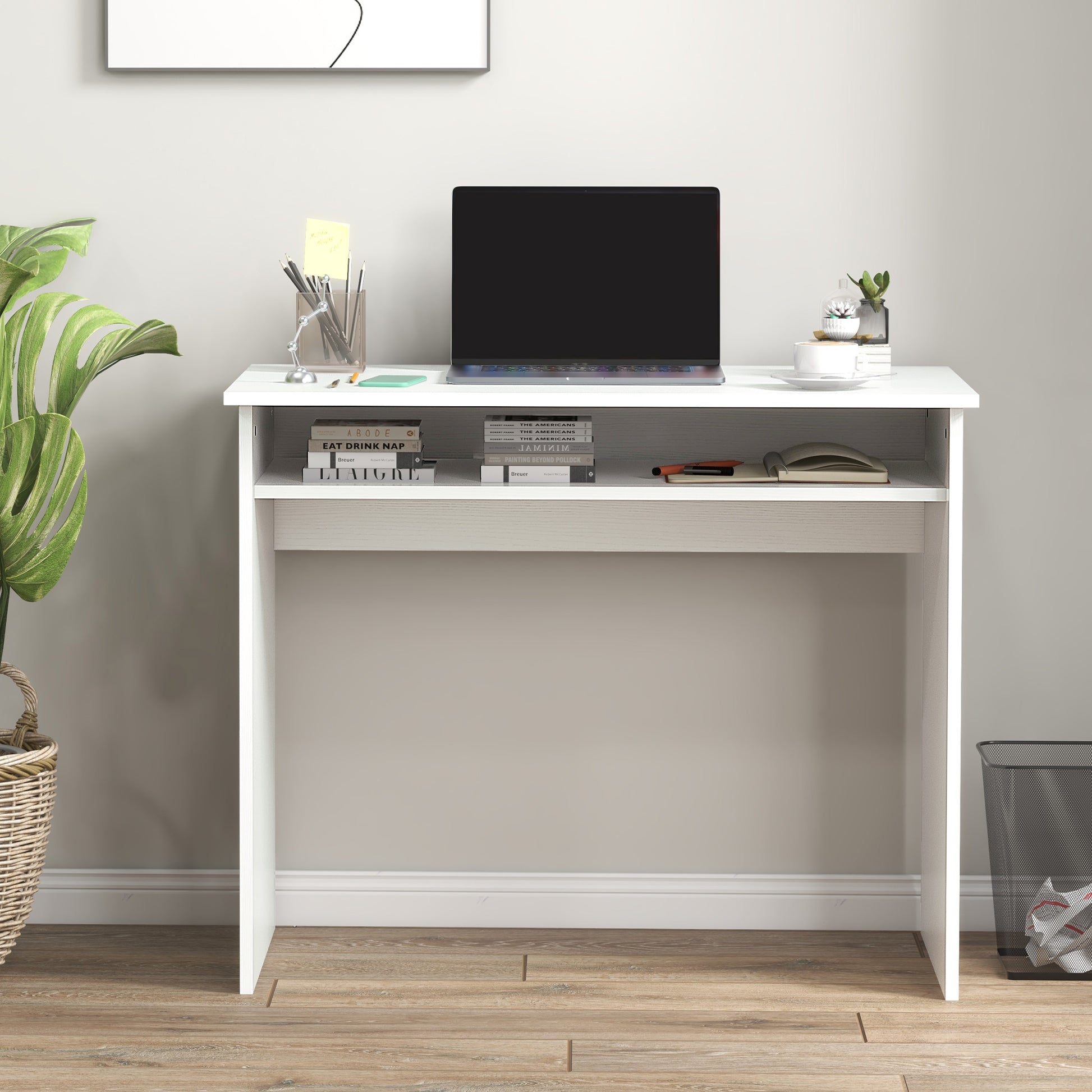 Writing Desk Laptop Table Workstation with Shelf Home Office