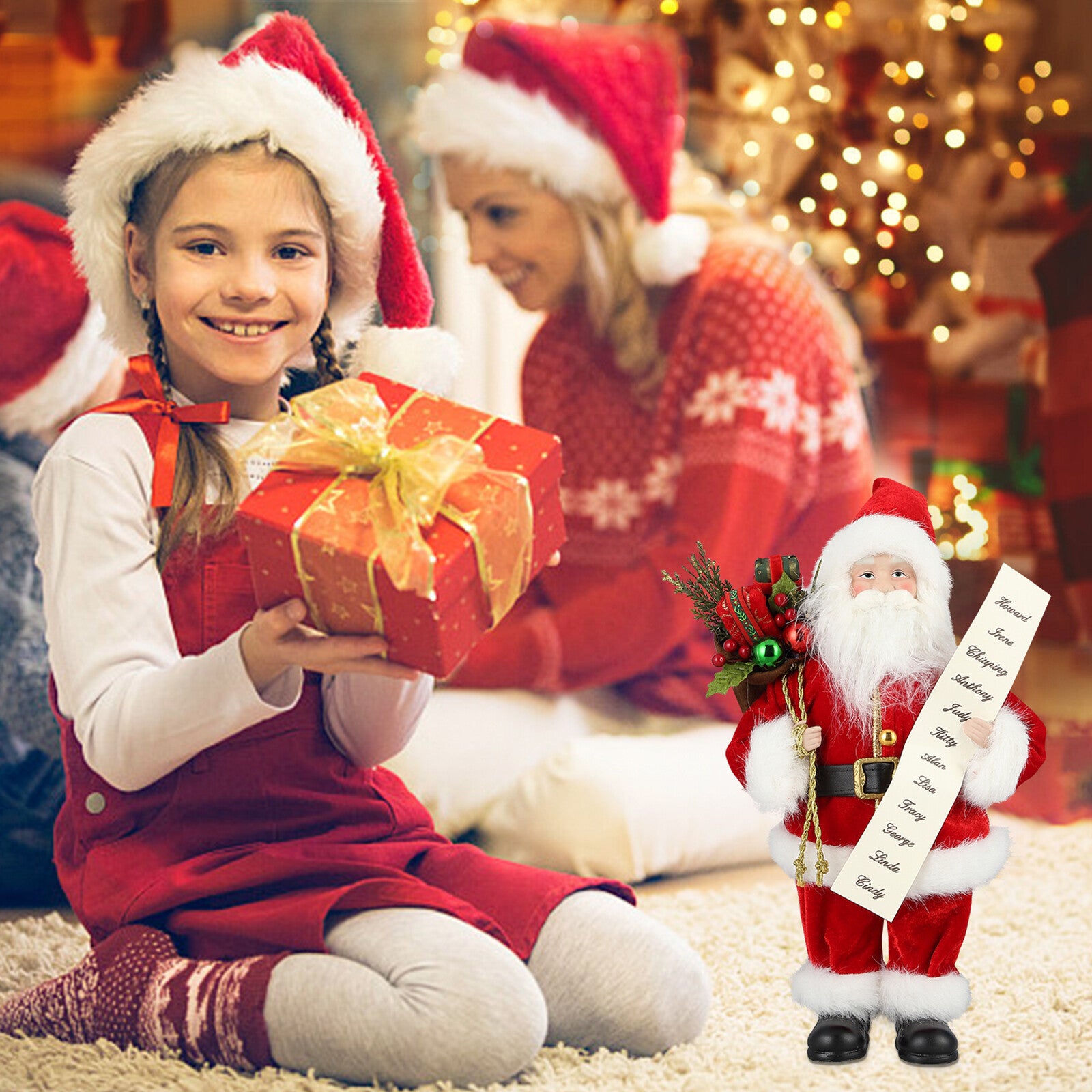 18" Christmas Santa Claus Figure Traditional Standing Xmas Father Home Decors