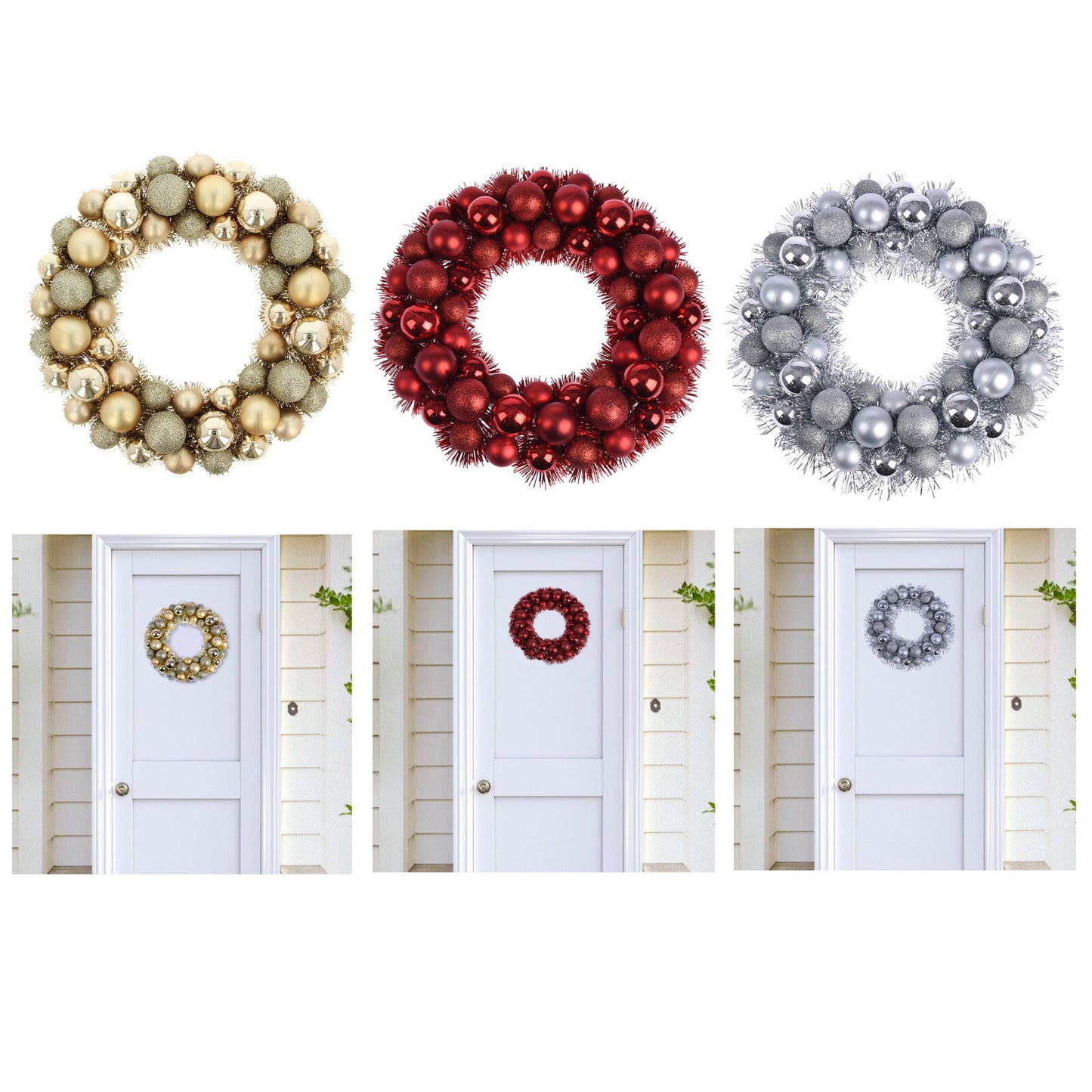 Christmas Wreath Tinsel Bauble Decorative Hanging Door Wall Winter Xmas D�Cor